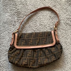 Authentic Fendi baguette with pink leather accent